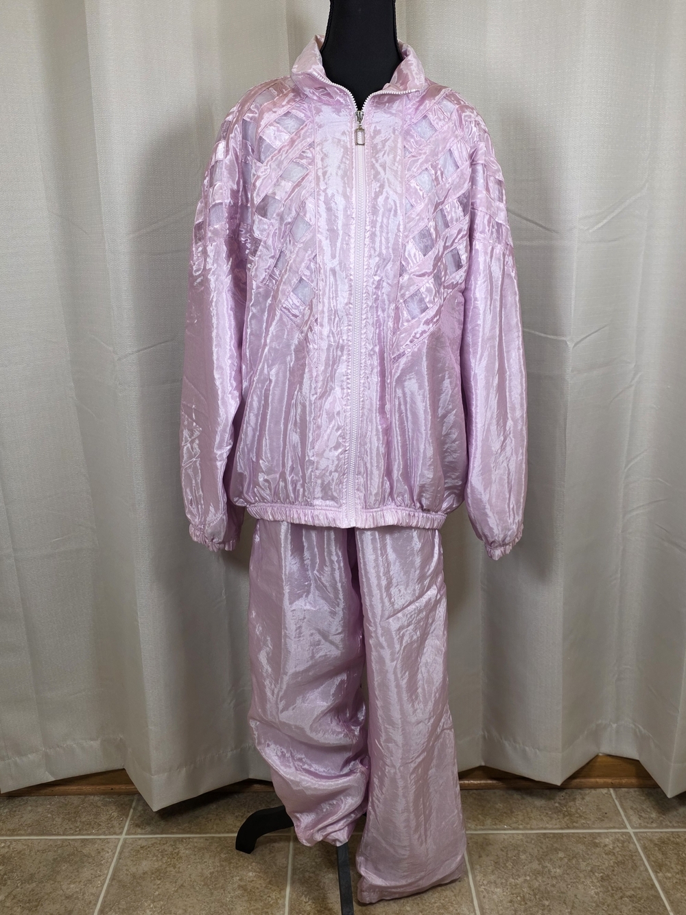 Vintage 80s Pink Tracksuit Set XL Windbreaker Jogger Barbiecore